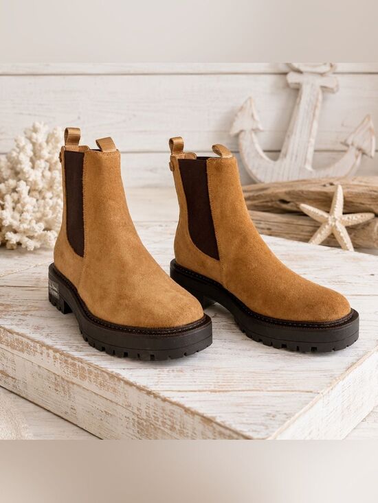 Sam Edelman Shoes - Sam Edelman Laguna Weatherproof Chelsea Boots Womens 7.5 Tan Suede Lug Sole NWOB